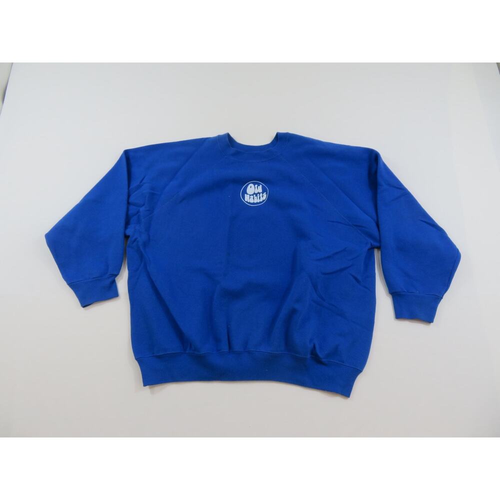 Old Habits Blue Sweatshirt Sweater 50/50 Sz 2XL Tultex 1990s